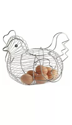 Chrome Plated Wire Chicken Hen Shaped Egg Basket Holder Storage • £8.99