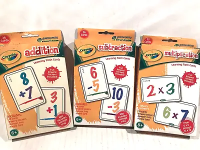 Crayola Flash Cards Addition (36) Subtraction (36) Multiplication (55)+Stickers • $23
