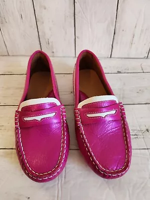 Girls Venettini Hot Pink Metallic Loafers Size Euro 33 Or 1.5 To 2 • $29.99