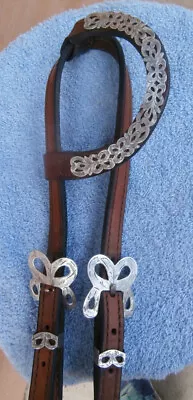 Vintage Filagree Butterfly Bkl. Sterling Silver Slide Ear Horse Show Headstall • $295