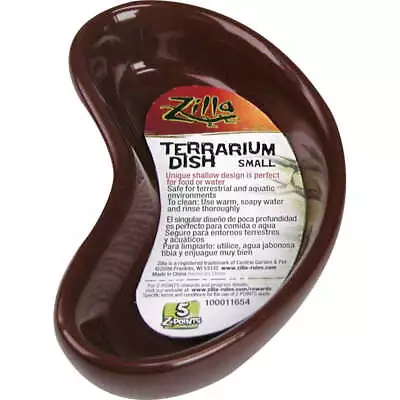 Zilla Pet Reptile & Amphibian Terrarium Brown Kidney Dish Food & Water Bowl NEW • $7.99