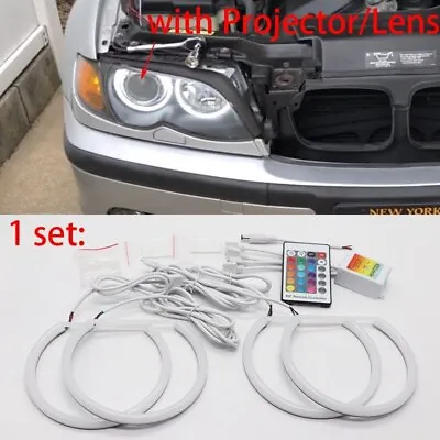 4x Multi-color RGB LED Angel Eyes Halo Rings Remote Control For BMW 3 Series E46 • $38.99