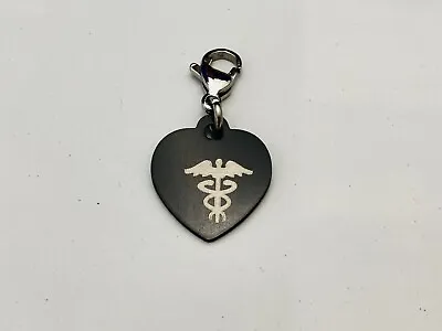 SALE SECONDS Medical Alert Clip On Charm Type 1 Diabetes Black Heart Tag 409 • £3.49