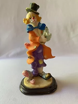 Vintage K's Collection Clown Figurine Holding Umbrella 6  Tall Top Hat Orange • $15.95