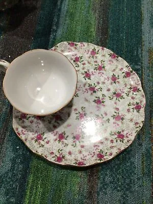 Lefton China Chintz Hand Painted Rosebud Plates W/teacup ANTIQUE!50’s Pre-stamp • $20