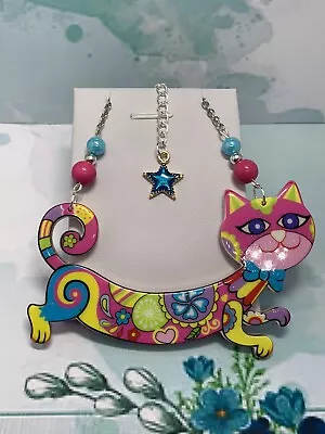 £5.10 • Buy Beautiful Multi Coloured Cat 💕 Necklace & Pendant 💙 Perfect Gift