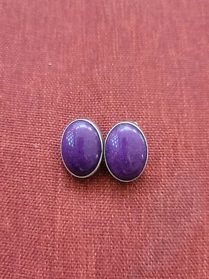 Vintage Mexican Signed AIS Sterling Silver Purple Earring In Good Condition C2 • $50