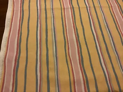 £7.40 • Buy Metre Vintage Laura Ashley Upholstery Fabric, Awning Stripe, Raspberry/ Yellow.