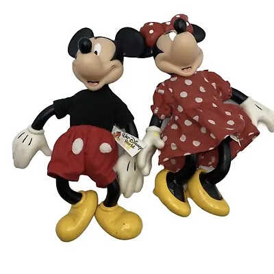 Mickey And Minnie Vintage Rubber And Plush Figures Walt Disney • $25.90