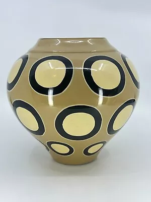 TOYO Geometric Vase Jill Rosenwald Mid Century Modern MCM Yellow Circles 1960s • $49