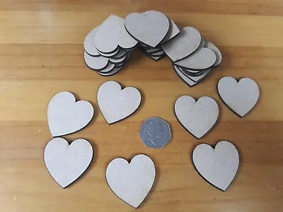 30x Wooden Heart Shapes Laser Cut MDF. Blank Embellishments Craft 40mm X 40mm • £3.69