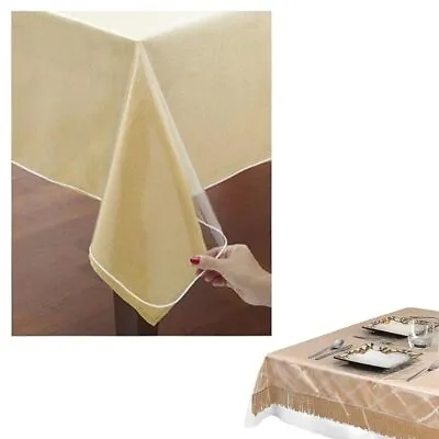 Heavy Duty Vinyl Clear Tablecloth Cover Waterproof Protector Oblong Table 60X90 • $10.56