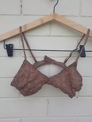 Cotton On Brown Sheer Floral Bralette S Retro Vintage Style • $7