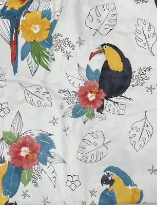 Watercolor Parrots Vinyl Tablecloth W/ Flannel Backing  52x70'' Oblong White NEW • $12.95