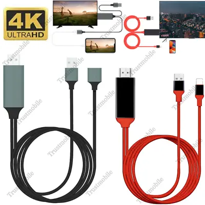 For IPhone IPad Android 1080P HDMI Mirroring Cable Phone To AV TV HDTV Adapter • $11.45