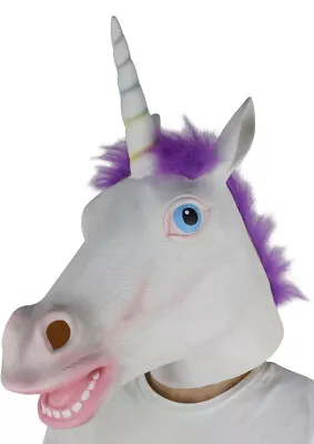 Fancy Dress Unicorn Latex Head Mask Unisex | Costume Party | Cosplay • £8.99