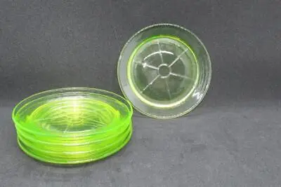 Scarce Set Of 5 Vaseline Glass Coasters • $58