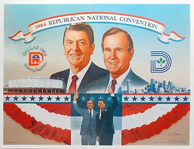 $49.95 • Buy Official 1984 Reagan Bush RNC Campaign Poster ~ Rejected By White House! (5989)