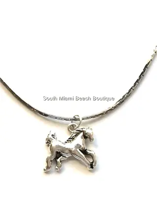 Mustang Horse Necklace Silver Plated 18  Cowgirl Country Western Pendant Charm • $6.99