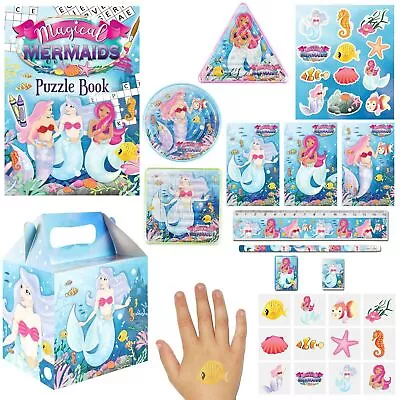 Mermaid Party Bag Fillers Pencils Notebooks Puzzle Book Maze Stickers Tattoos • £2.99