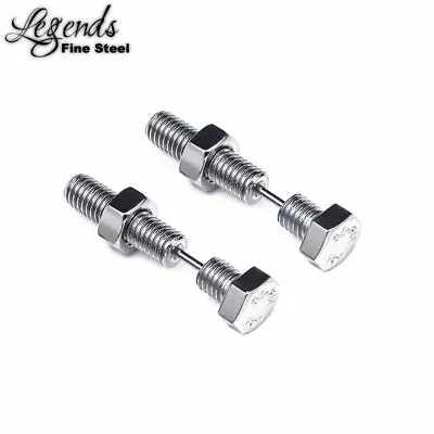 LEGENDS Stainless Steel Nail Screw Piercing Stud Earrings For Women Or Men • $11.99