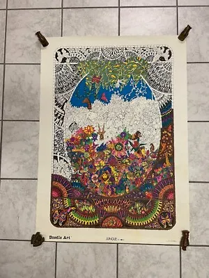 Vintage 1973 Doodle Art Jungle Poster 30  X 42 + Original Storage Tube Moira • $39.95