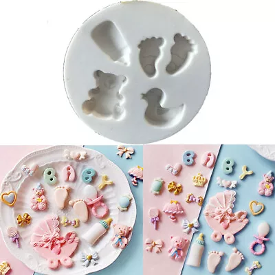 Baby Shower Silicone Fondant Icing Mould Baking Chocolate Cake Topper Sugarcraft • £3.35