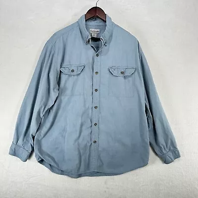 Vintage Carhartt Shirt Mens XL Denim Chambray Button Up Long Sleeve Cotton • $20
