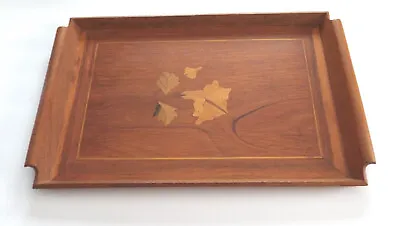 Country/Cottage Vintage Wood Inlay Marquetry Serving Tray W/Handles 19.75 X12 • $18