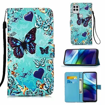 Patterned Slots Wallet Flip Leather Stand Case Cover For Motorola Moto • $9.21