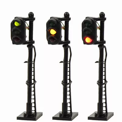 3PCS Model Railroad N Gauge 1:150 Signals 3-Lights Block Signal Light G/Y/R • £17.99