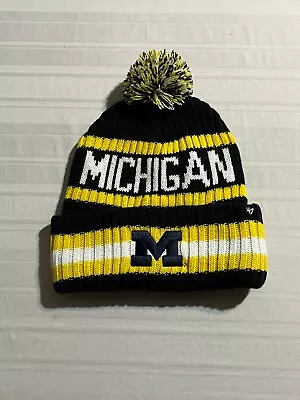 Michigan Wolverines NCAA '47 Brand Blue Winter Beanie Knit Ski Cap Hat • $34