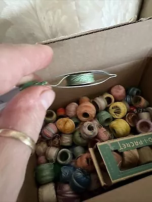 Vtg Tatting Thread Of Over 100 Mixed Star Hemingway & Bartlett W/Shuttle Lot • $75