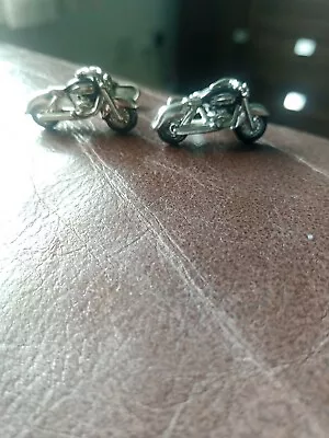 £10 • Buy Motorcycle Cufflinks, Rhodium Plated Classic Bike.