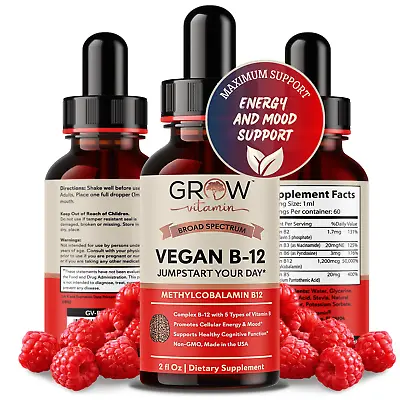 Grow Vitamin Vegan Vitamin B12 Sublingual Liquid Drops By Grow Vitamin • $15
