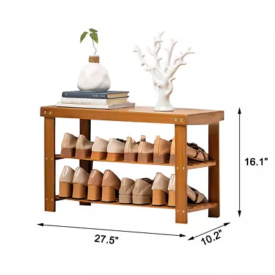 3Tier Bamboo Shoe Rack Storage Bench Organizer Stand Shelf Seat Entryway Hallway • $32.99