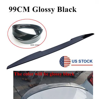 Universal 99CM Car Rear Roof Lip Spoiler Lip Wing Tail Sticker PU Glossy Black • $46.19