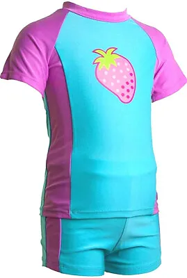 £7.95 • Buy New Girls Sunsafe UV40+ Swimwear / Swim Suit 2 Piece Set Sun Protection Suit
