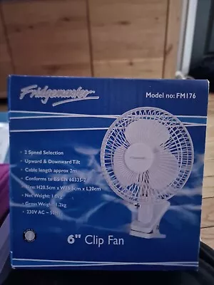 Fridgemaster  6   Inch Clip Fan 2 Speed Tilts Up Down Instant Cool Air Fan White • £10.95