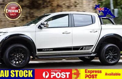 Side Skirt Decal Stickers For Mitsubishi Triton 2015-2021 (Black) • $69