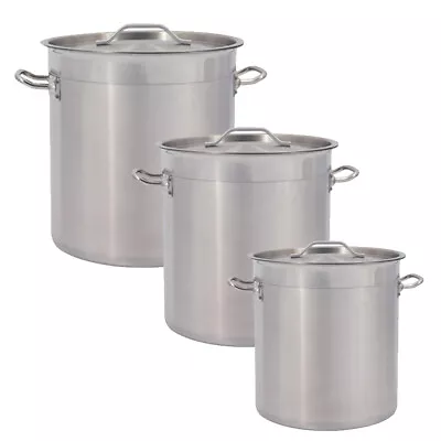 £99 • Buy Deep Stainless Steel Stock Pot Cater Cooking Stew Large Soup Boiling Pan &Lid 