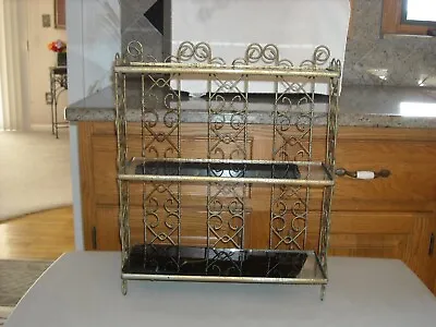 Vintage Mid Century Modern Gldtone Metal Bathroom Vanity Wall Shelf  Plant Stand • $89.99