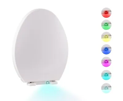 Hibbent Elongated Toilet Seat With Colorful Night Light- 7 Color Changing LED • $29.99