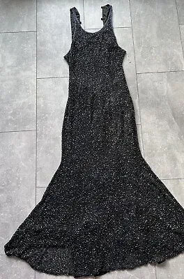 Beaded Evening Dress Long Black Size 6-8 Vintage • $55