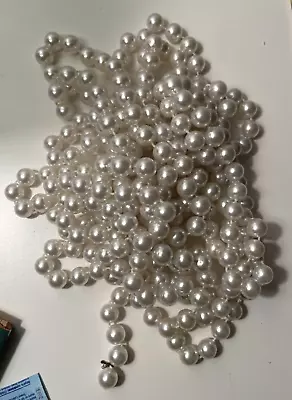 2 Strands Vintage Faux Pearl Bead Garland 16 Feet Total Christmas Tree Or Mantle • $15.99
