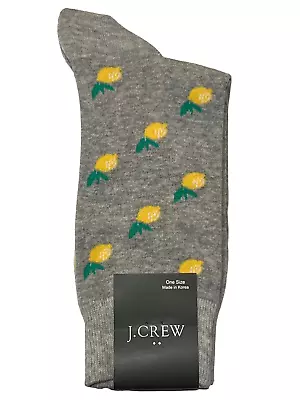 NWT J CREW Socks One Size Gray Yellow Lemons #40 • $14.75