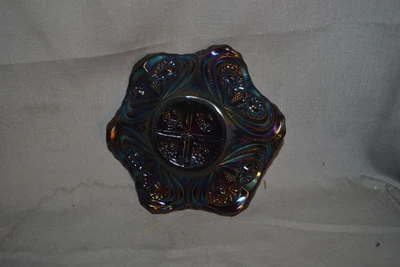 $29 • Buy Imperial Carnival Glass Electric Purple Zippered Heart Small Bowl