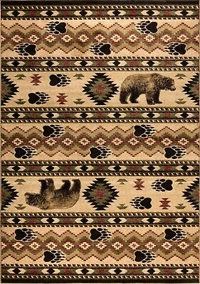 $99.95 • Buy High Quality Wildlife Nature Bear Rustic Lodge Cabin Carpet Area Rug 