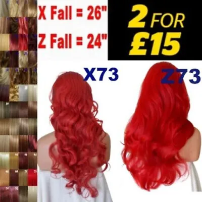 Half Wig 3/4 Wig Fall Clip In Hair Burgundy Brown Ash Blonde Wavy Curly • £9.99