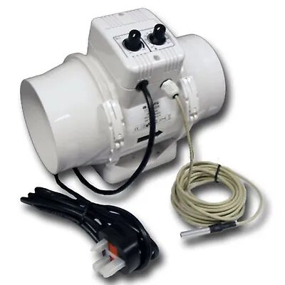 4   Mixed Flow In Line Duct Extractor Fan With Temperature & Speed Control • £72.98